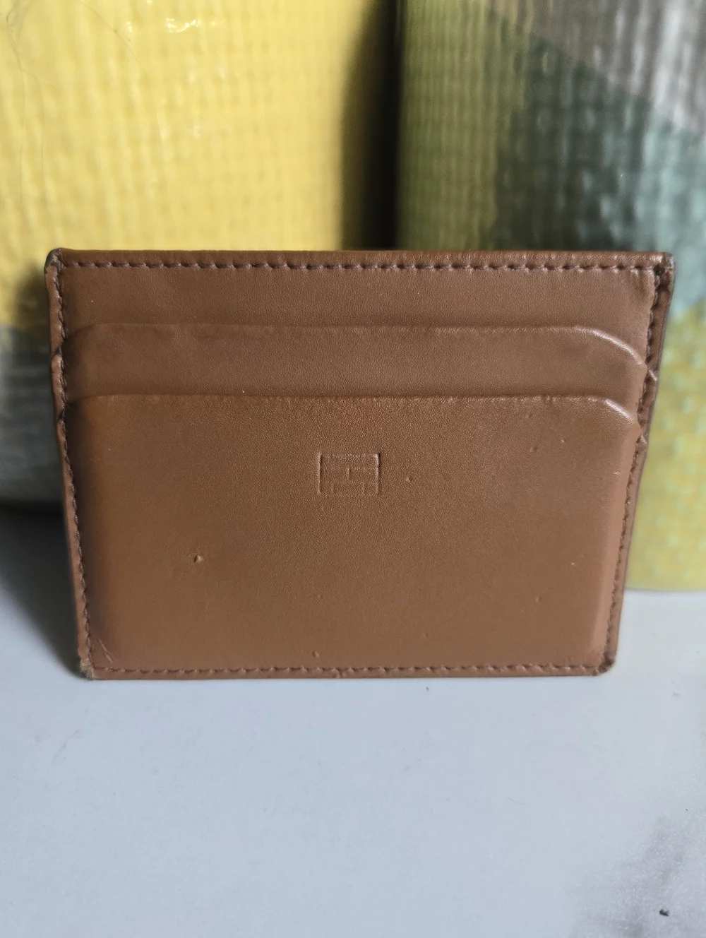 GUC Frame Brown Leather Slim Card Holder Wallet